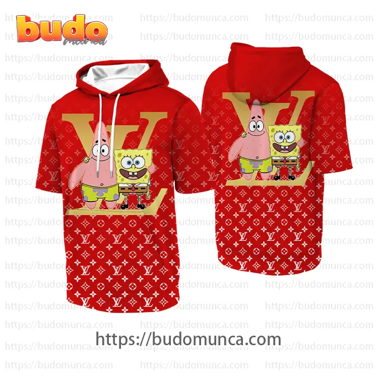 Louis vuitton and spongebob squarepants friends hooded short sleeve t-shirt gift uninque for kid man women